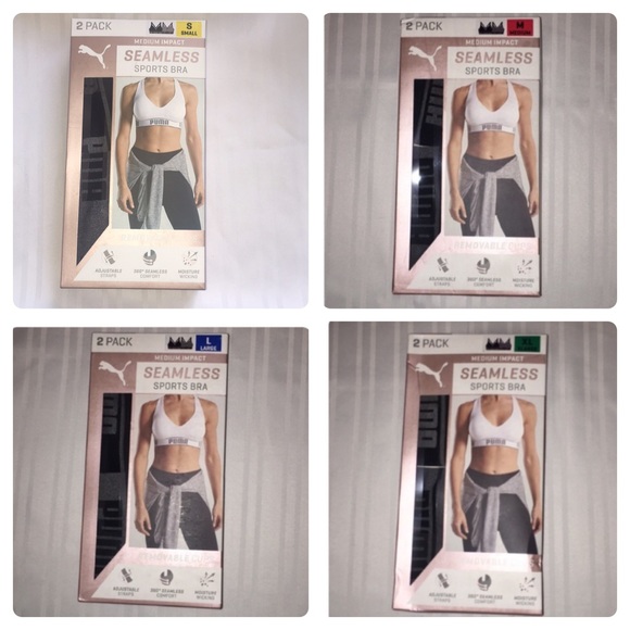 New Puma Women's Seamless Sports Bra 2 Pack - Picture 5 of 8